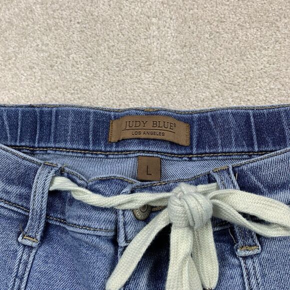 Judy Blue High Waist Womens Large Blue Stretch Denim Jogger Shorts - Picture 10 of 15